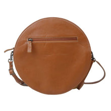Load image into Gallery viewer, circle cowhide and tooled leather crossbody purse