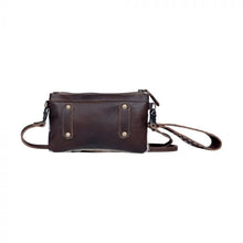 Load image into Gallery viewer, cowhide and tooled leather wristlet